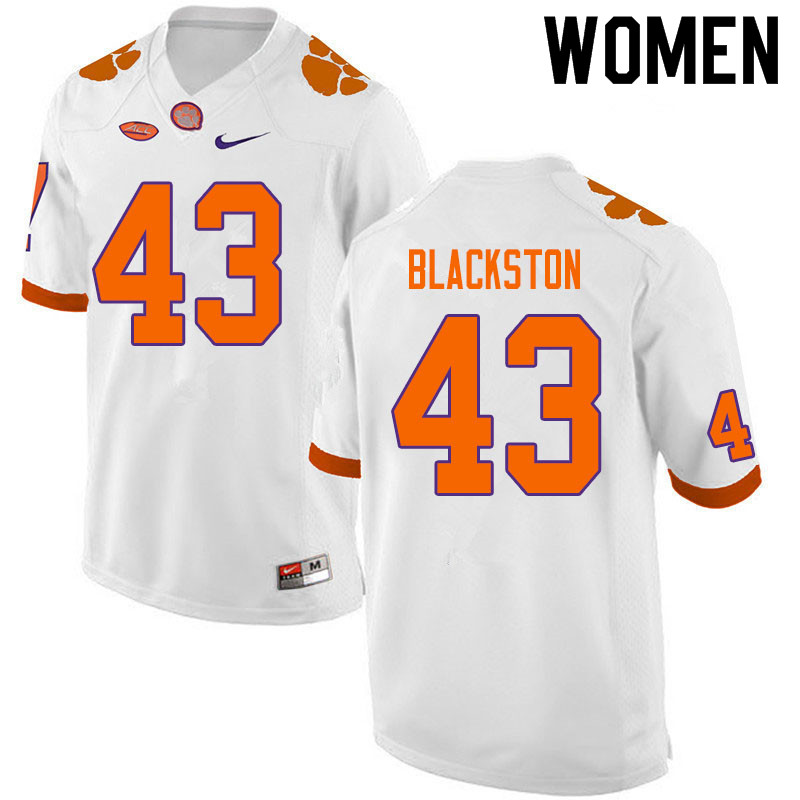 Women #43 Will Blackston Clemson Tigers College Football Jerseys Sale-White - Click Image to Close